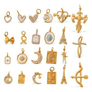 Luxuriöse vergoldete Anhänger mit Zirkonia-Herz, Stern und Mond für DIY-Schmucksets