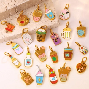 Roestvrij Stalen Emaille Drank Voedsel Hanger Charmes Voor DIY Sieraden Maken Koffiebeker Melkpak Bierfles Dessert Accessoires