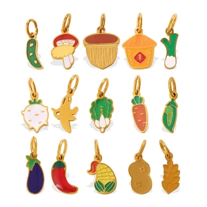Lot de 15 pendentifs de légumes en émail pour la fabrication de bijoux DIY en acier