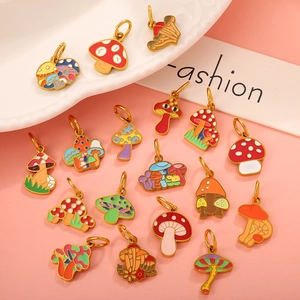 Ciondoli a Fungo in Acciaio Inossidabile per Creazione Gioielli Smaltati Colorati Ciondoli a Fungo Cartoon Accessori DIY per Collane Bracciali Donna