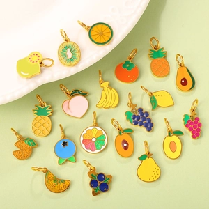 Stainless Steel Enamel Fruit Pendant Lemon Orange Strawberry Grape Charms For DIY Necklace Bracelet Jewelry Making Accessories