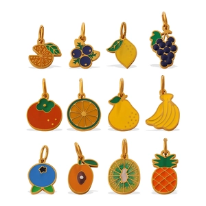 DIY colorful fruit charms set with enamel finish and gold plating for jewelry making