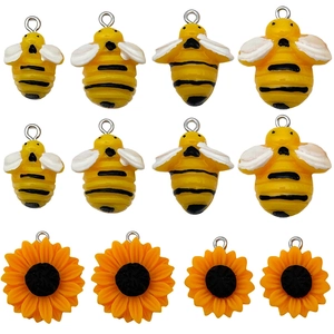 Pendentifs tournesol et abeille en résine avec boucles pour la création de bijoux DIY