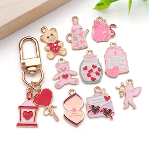 DIY Valentinstag Emaille-Anhänger mit Herzen und Bären für Schlüsselanhänger und Schmuck