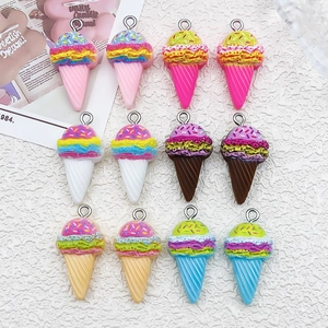 Lot de 12 pendentifs cornet de glace en résine colorée avec anneaux pour bijoux DIY