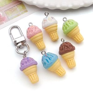 Colorful DIY resin ice cream cone charms for handmade bracelets and keychains set