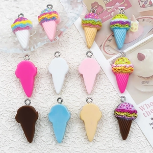 Pendentifs cornets de glace en résine colorée avec anneaux pour bijoux DIY