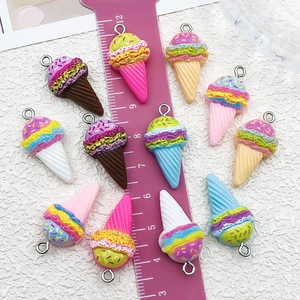 Pendentifs cornets de glace en résine colorée pour bijoux DIY avec boucles métal