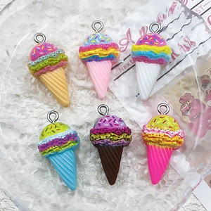 Pendentifs cornets de glace en résine colorée avec anneaux métalliques pour bijoux DIY