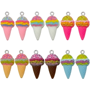 Pendentifs en Résine Simulation de Cône de Crème Glacée Charmes Colorés pour la Fabrication de Bijoux DIY pour Boucles d'Oreilles Collier Porte-Clés Sac