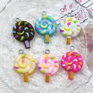 Lot de 6 pendentifs sucettes colorés en résine avec paillettes pour bijoux DIY et sacs