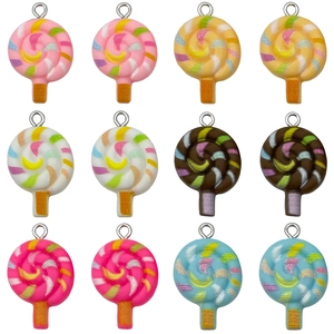Breloques Sucette Crème Glacée en Résine Accessoires DIY Bijoux Pendentifs Bonbons Colorés pour Collier Bracelet Boucle d'Oreille