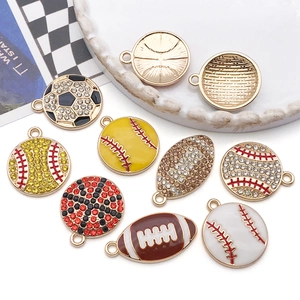 Colorful rhinestone sports ball pendants for DIY jewelry making with diverse ball designs