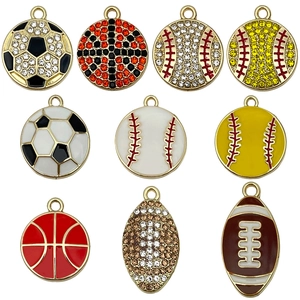 DIY rhinestone and enamel sports ball charms including basketball and soccer styles