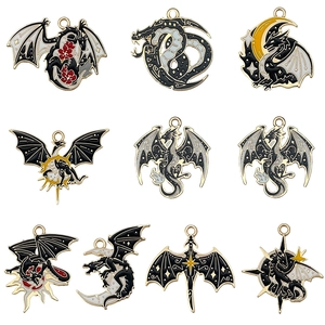 Alloy Enamel Dragon Pendants For DIY Jewelry Making Gothic Mythical Animal Charms For Necklace Keychain Craft Accessories