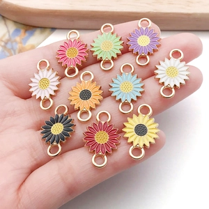 Colorful enamel daisy flower connectors for DIY bracelets and jewelry making charms