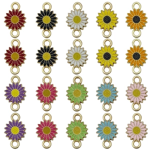 Colorful daisy flower pendant connectors in ten vibrant colors for DIY jewelry making