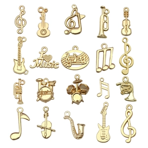 Juego de Colgantes de Música de Aleación de Zinc Vintage Nota Musical Guitarra Batería Violín Dijes para Joyería DIY