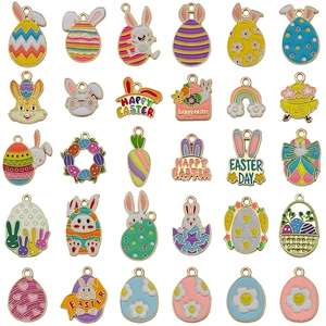 Alloy Enamel Easter Charms Assorted Rabbit Egg Carrot Gnome Chick For DIY Jewelry Making Necklace Bracelet Decoration
