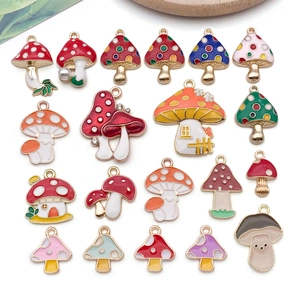 Enamel Mushroom House Alloy Pendants Thanksgiving Turkey Pumpkin Charms For DIY Necklace Keychain Jewelry Making Accessories