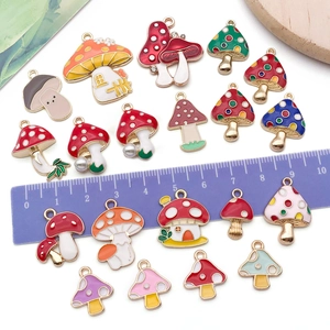 Various colorful mushroom alloy enamel charms for DIY jewelry making and necklace crafts