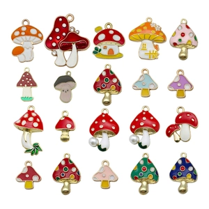 Set of 20 colorful mushroom enamel charms for DIY jewelry and keychain making
