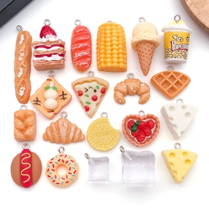 DIY Simulatie Hars Voedsel Hangers Bedeltjes Voor Ketting Armband Sieraden Maken Brood Taart Kaas Vorm Miniaturen Accessoires