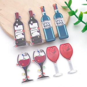 Acrylic wine bottle and glass charms for DIY jewelry with Merry Christmas theme
