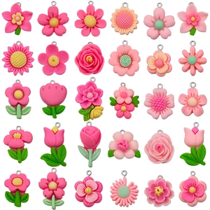 DIY Resin Flower Pendants Rose Sunflower Daisy Tulip Charms For Jewelry Making Necklaces Earrings Keychain Accessories