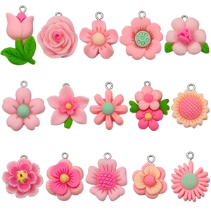 Pink Resin Flower Pendants Rose Sunflower Daisy Shapes DIY Jewelry Making Charms For Necklace Bracelet Floral Accessory