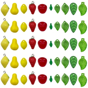 Ciondoli assortiti in acrilico frutta e foglie con limone e fragola per gioielli DIY