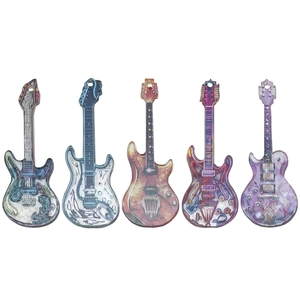 Set mit fünf bunten Acryl-Gitarrenanhängern für DIY-Schlüsselanhänger und Schmuck