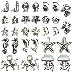 Antiek zilveren oceaan kralen met zeepaardje en zeester voor DIY sieraden maken