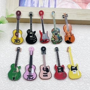 Colorful retro acrylic guitar and violin charms set for DIY necklaces and keychains