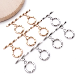 Polished metal OT T-bar clasps in gold, silver, and rose gold for jewelry making
