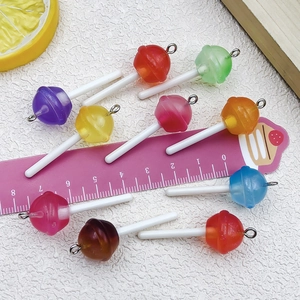 Pendentifs sucettes en résine colorée avec paillettes et crochets pour bijoux DIY