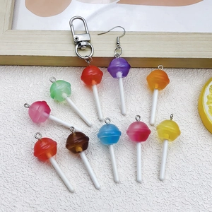 Pendentifs sucette en résine pailletée pour porte-clés DIY et création de bijoux