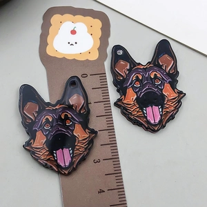 German Shepherd acrylic pendant set for DIY keychains and necklaces with double-sided print