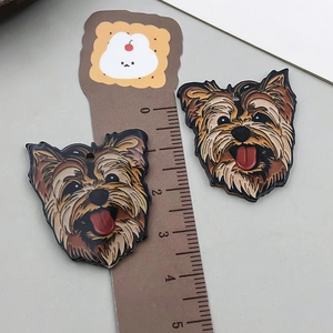 Acrylic Yorkshire Terrier double-sided print charm with ruler showing 3.5cm size