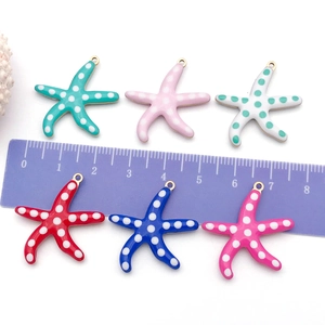 Colorful starfish charms in stainless steel with drip oil polka dots for DIY jewelry making