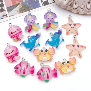 Assorted resin sea animal charms featuring jellyfish and starfish for DIY jewelry
