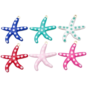 Starfish shaped stainless steel pendant charms in six colors for DIY jewelry making