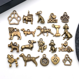 Breloques Pendentif Chien en Alliage de Bronze Antique pour Collier Bracelet DIY Forme d'Os de Patte de Chiot Bijoux pour Animaux