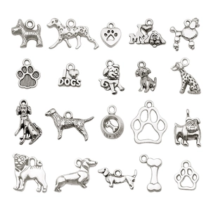 Vintage Zinc Alloy Dog Animal Charms Assorted Dog Breeds Paw Bone Pendants For DIY Bracelet Necklace Keychain Jewelry Making
