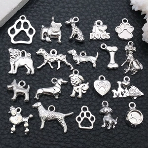 Dog Theme DIY Alloy Pendants Only (Without Chain) Dog Paw Bone Heart Charms For Keychain Necklace Earring Jewelry Making Accessory