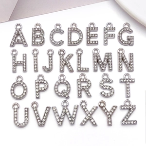 Alphabet Rhinestone Zinc Alloy DIY Pendant Charms For Earrings Bracelet A-Z Letter Jewelry Making Findings Set