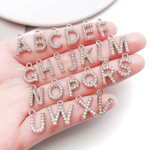 Sparkling rhinestone encrusted silver capital letter pendants for DIY jewelry making