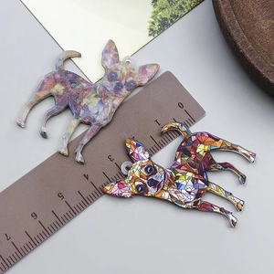 Chihuahua acrylic charm with artistic mosaic patterns for DIY jewelry making