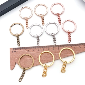 Macro view of multi-color keychains with extension chains for DIY jewelry making