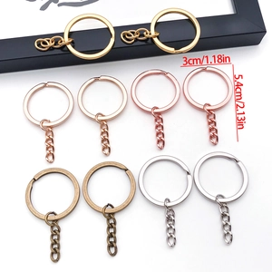 Multicolor metal keychains with chains in four finishes including gold and silver 3cm ring